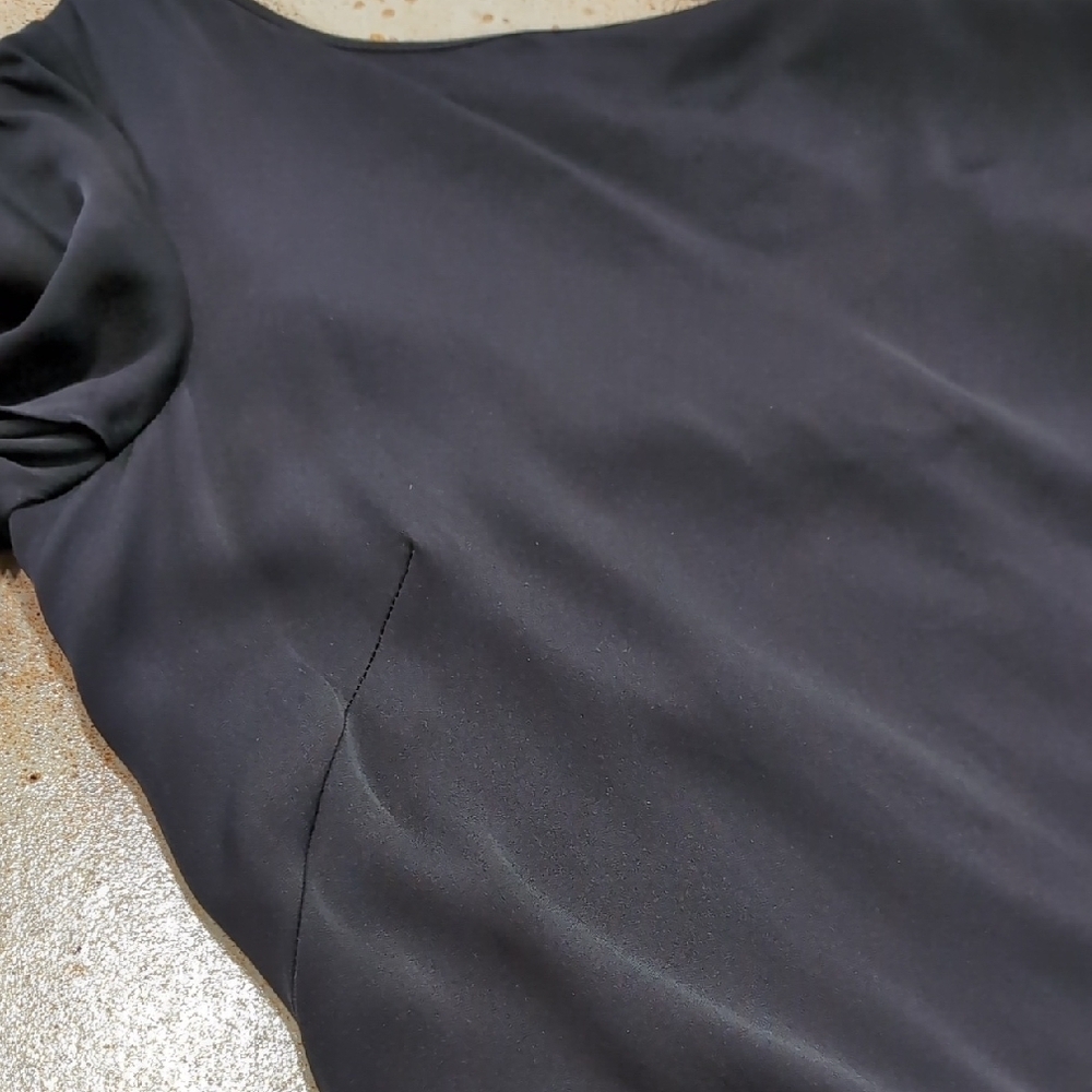 Milly | Silk Stretchy Black Mini Dress with Butterfly Sleeves Whimsigoth Size 14 - Picture 7 of 11